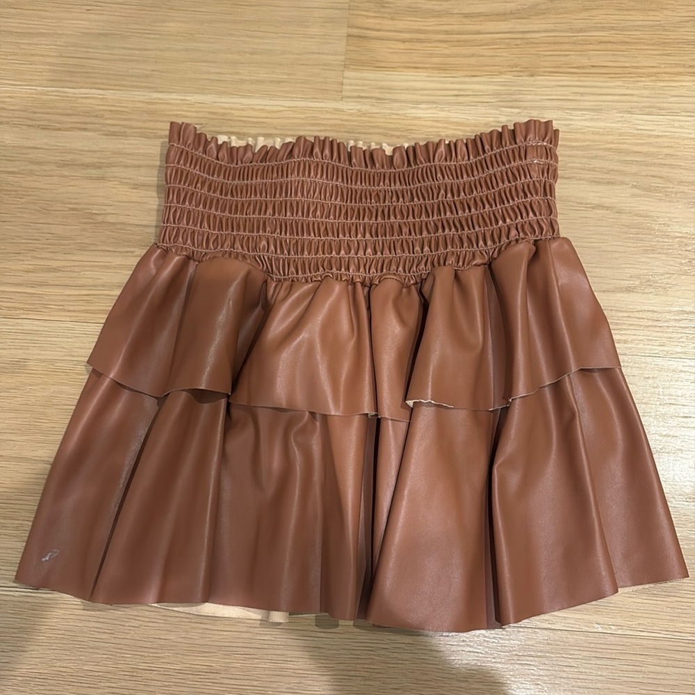 Cheryl kids faux, leather brown skirt size medium